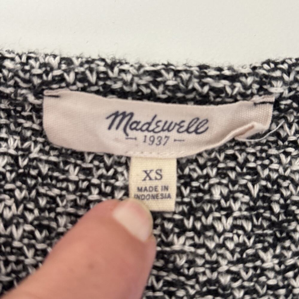 Madewell Reversible Marled Dot Sweater XS Boxy Fit Gray Black Polka Dot Pullover - Picture 9 of 13